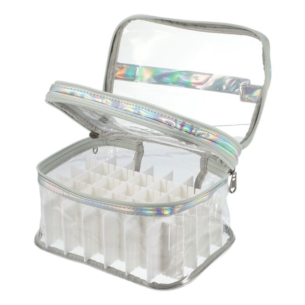 Nail Polish Bag Holds 35 Bottles Manicure Accessories Silver Tone